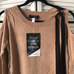 NWT!! Women with Control Attitudes By Renee Cold Shoulder Sweater